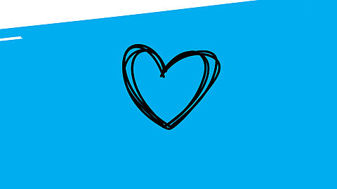 banner met blauwe rechthoek met afbeelding van een hartje