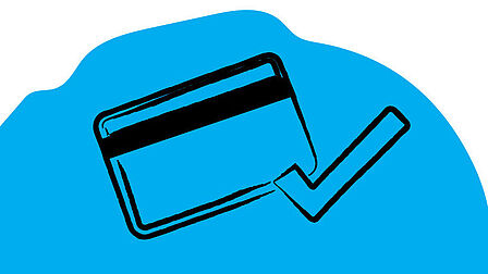 blauw vlak met afbeelding van creditcard