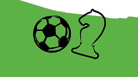 banner met groen vlak met afbeelding van een bal en schaakstuk(paard)