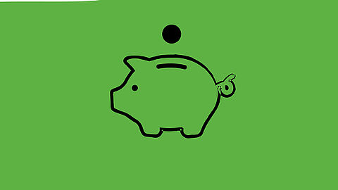 banner met groen vlak en afbeelding van een spaarvarken